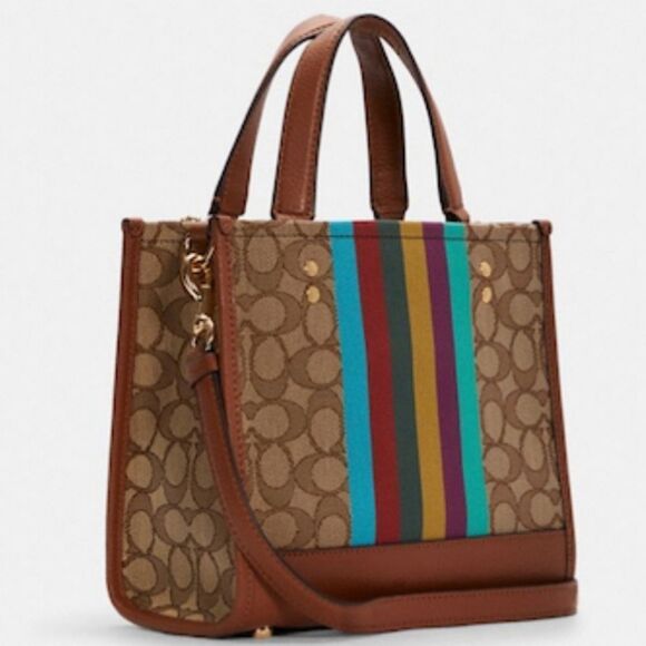 Coach Signature Stripe Dempsey Tote - Picture 3 of 12